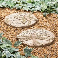10" Round Garden Stepping Stone, Butterfly or Dragonfly
