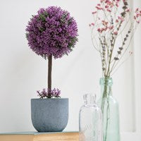 12.5" Dark Lavender Colored Topiary in Pot Table Décor
