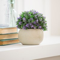 6.25" Purple Floral Artificial in Stone Pot Table Décor