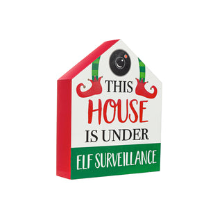 LED Wood "This House is under Elf Surveillance" Table Decor