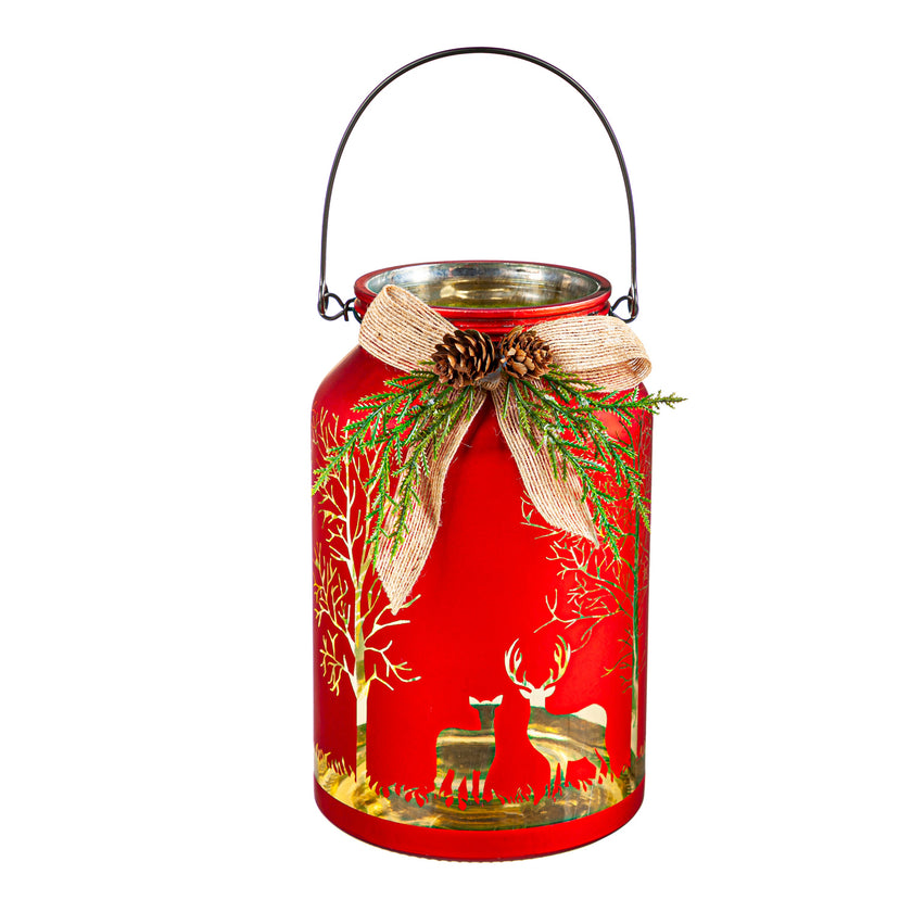 LED Glass Woodland Deer Candle Jar