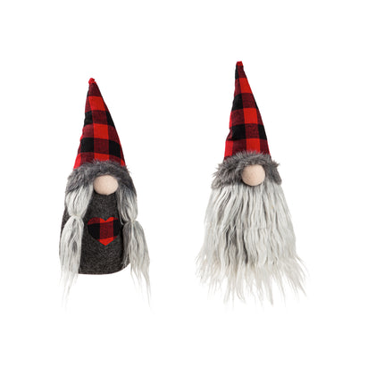 Plush Gnome with Winter Plaid Hat Table Décor