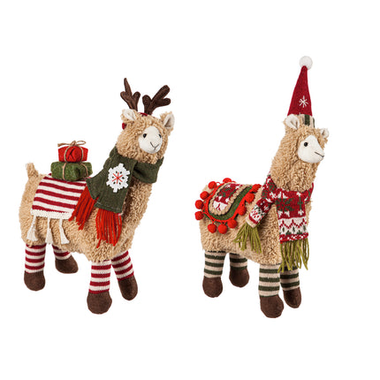 Plush Llama with Hat and Scarf Table Décor