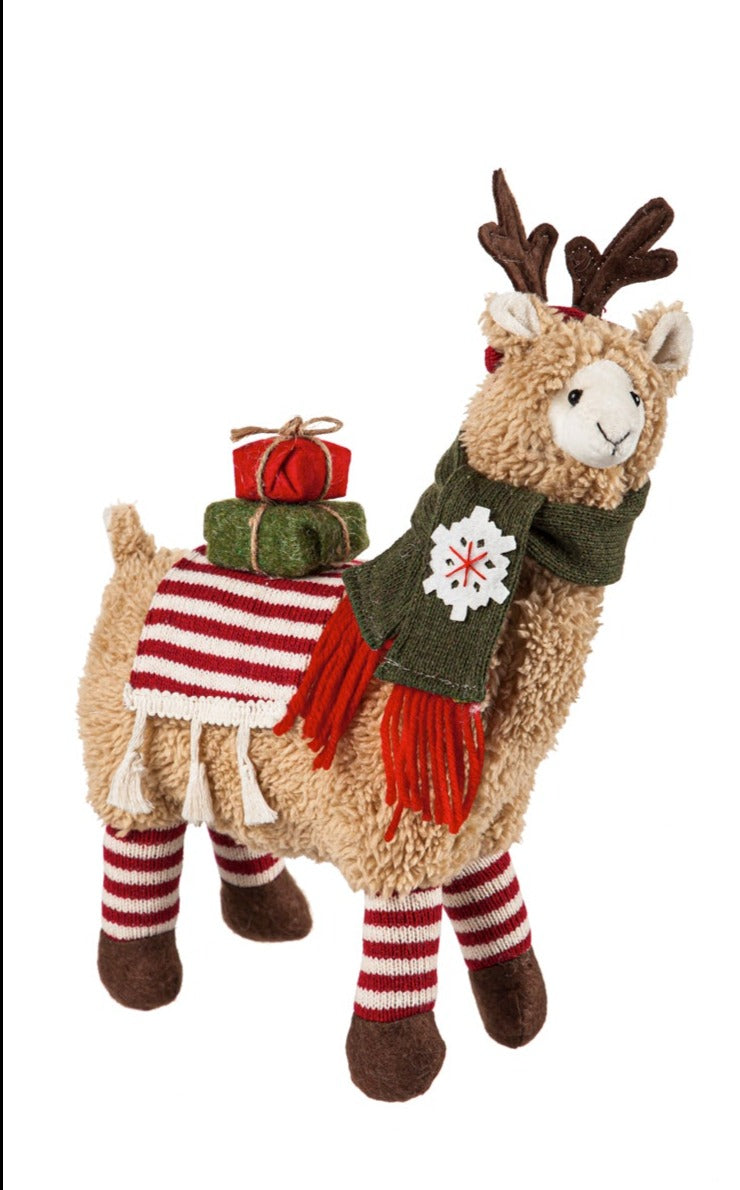Plush Llama with Hat and Scarf Table Décor