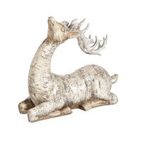 White Polystone Birch Bark Reindeer Décor-Set of 2