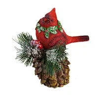 Resin Christmas Bird on Pinecone