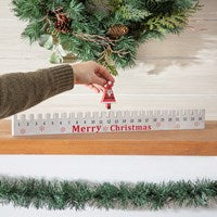 Wood Advent Calendar Table Decor with Moveable Santa