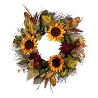 22'' Wreath with Sunflowers and Spiral Vines