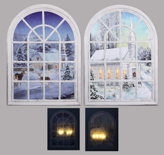Canvas Window Shaped Winter Light Up Wall Art With Timer