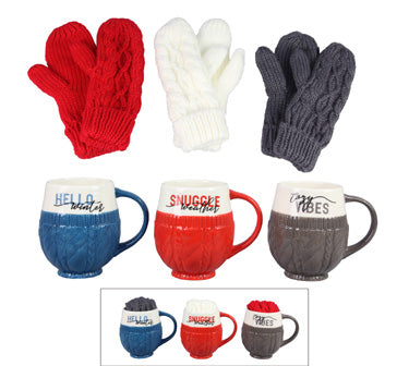 Ceramic Mug and Knit Mitten Set