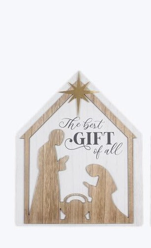 Wood Nativity Standing Sign