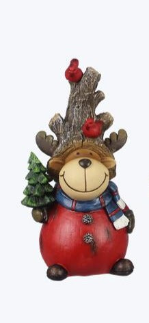 Resin Christmas Figurine With Tree Hat and Cardinals