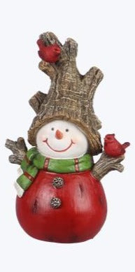 Resin Christmas Figurine With Tree Hat and Cardinals