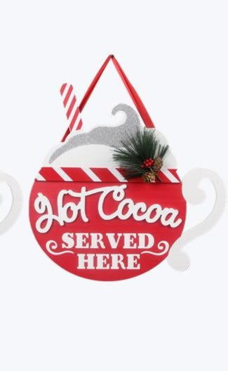 Wooden Christmas Mug "Hot Cocoa Served Here" Sign