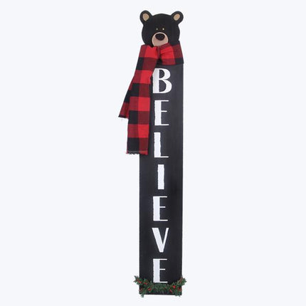 Wood Christmas Bear Door Decor or Porch Leaner