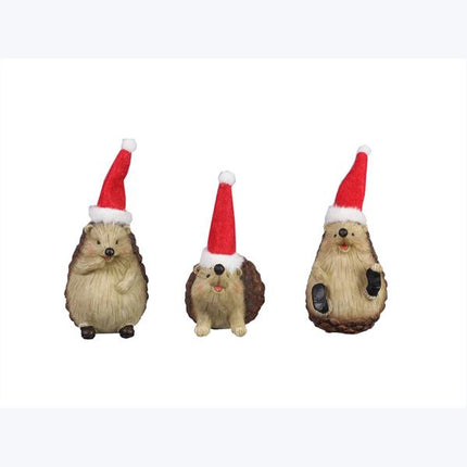 Resin Hedgehog With Santa Hat Table Decor