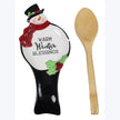 Ceramic Snowman Spoon Rest With Wooden Spoon