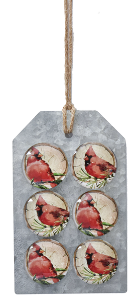 Set of 6 Cardinal with Wood Slice Magnets