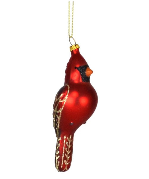 Male Cardinal Perching Glass Ornament