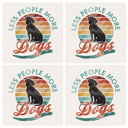 Less People More Dogs Coaster Set-4 Pieces