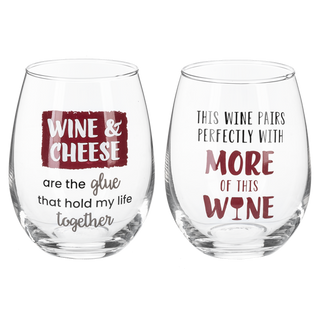 "Pairs Well With..." 18oz Stemless Wine Glasses