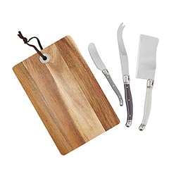 Acacia Wood Cheese Board with Knives Book Box