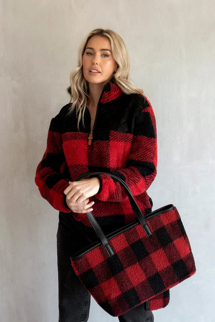 Goldie Plaid Sherpa Tote