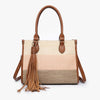 Alma Striped Tri-Color Satchel with Large Tassel
