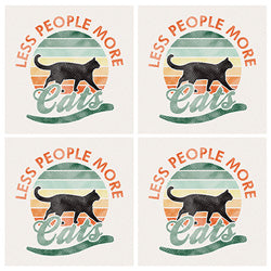 Less People More Cats Coaster Set- 4 Pieces