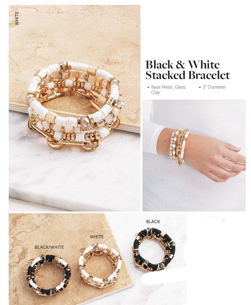 Black and White Gold Beaded Bracelet