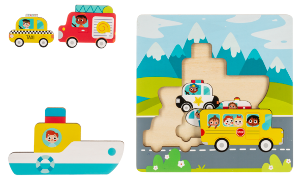 Wooden Transportation Layered Puzzle-12mo+