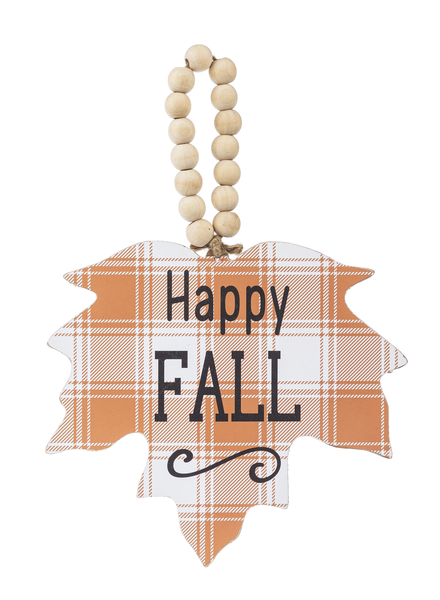 Plaid Maple Leaf with Text -Hanging Ornament -3 Styles