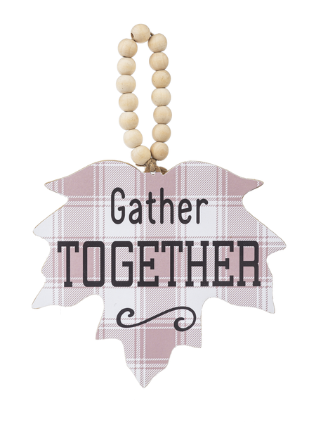 Plaid Maple Leaf with Text -Hanging Ornament -3 Styles