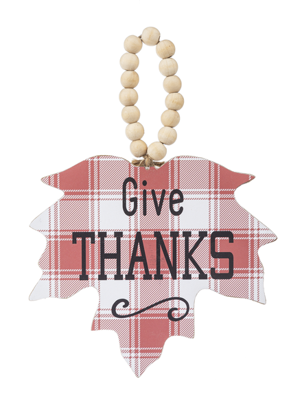 Plaid Maple Leaf with Text -Hanging Ornament -3 Styles