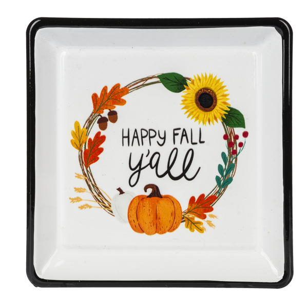 Harvest White Enamel on Metal Trinket Dish-Choose From 4 Styles