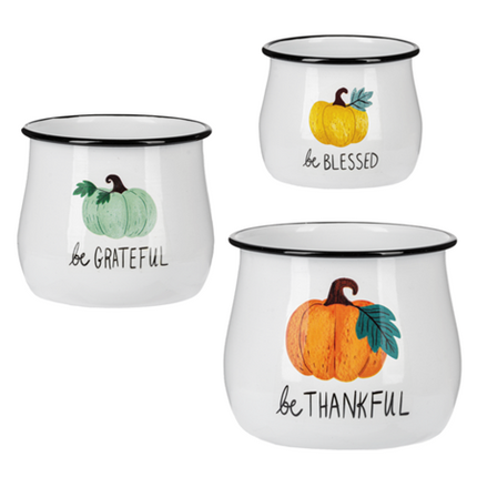 Harvest Pumpkin Mini Planters-3 pc. set