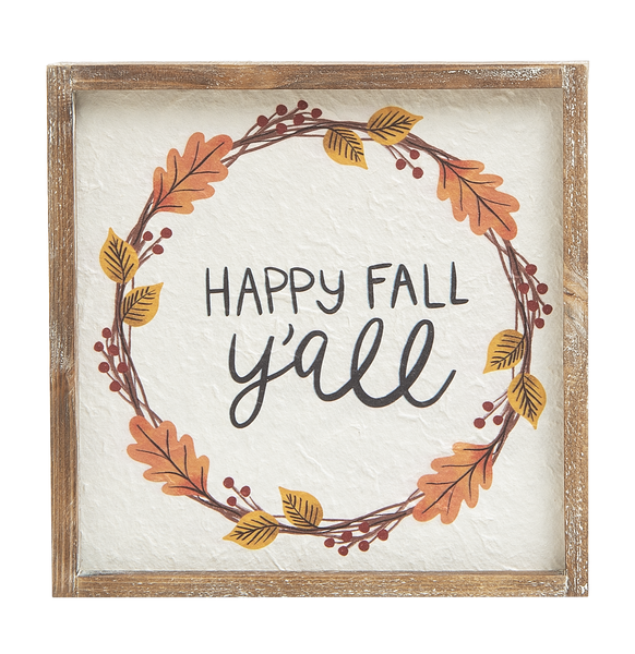 Framed Harvest Wreath with Text -Wall Decor