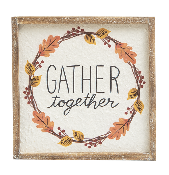 Framed Harvest Wreath with Text -Wall Decor