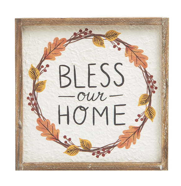 Framed Harvest Wreath with Text -Wall Decor