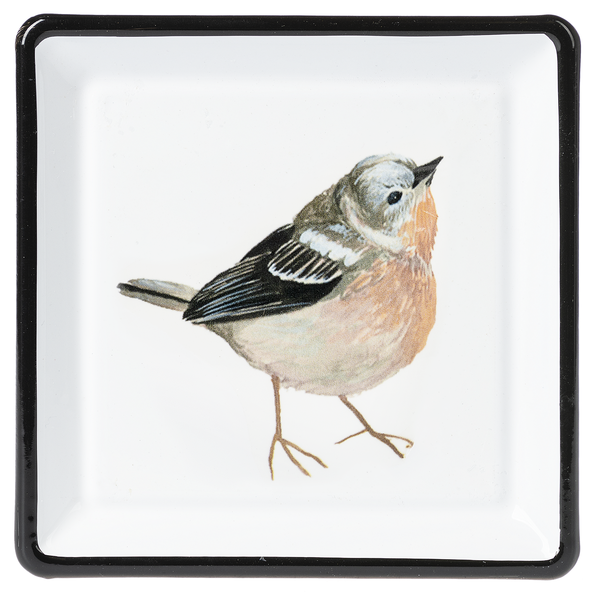 Bird Enamel Painted Metal Trinket Dish