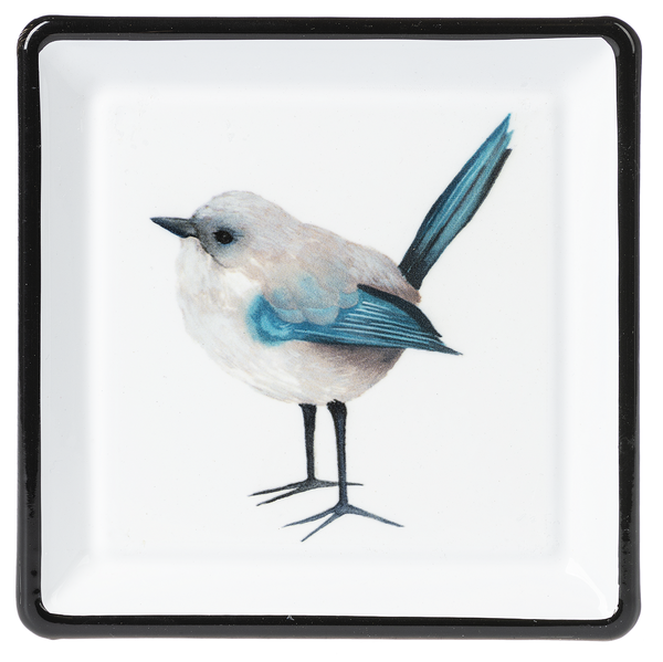 Bird Enamel Painted Metal Trinket Dish