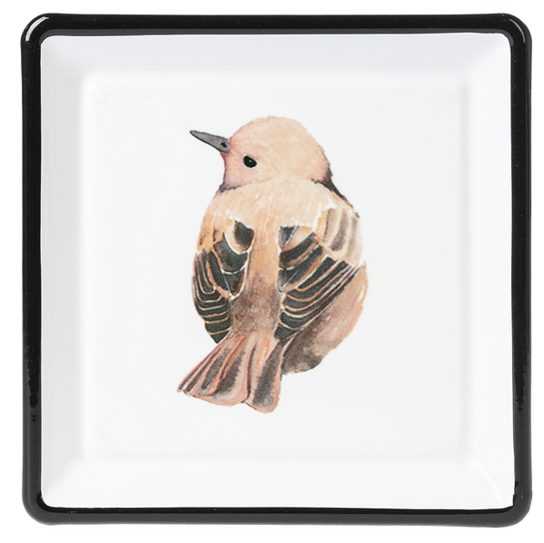 Bird Enamel Painted Metal Trinket Dish