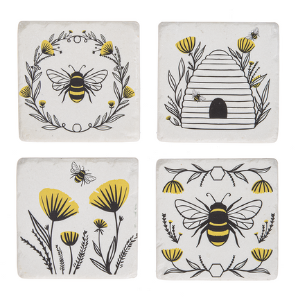Bee & Floral Coaster (4 pc. set)