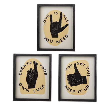 Framed Hand Sign Wall Decor