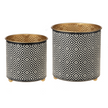 Black & White Woven Geo with Gold Planter