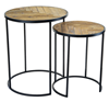 Reclaimed Wood Triangle Inlay Round Nested Table Set-2 Pieces