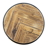 Reclaimed Wood Triangle Inlay Round Nested Table Set-2 Pieces