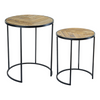 Reclaimed Wood Triangle Inlay Round Nested Table Set-2 Pieces