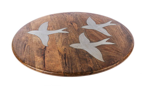 Mango Wood Lazy Susan with Flying Bird Inlay