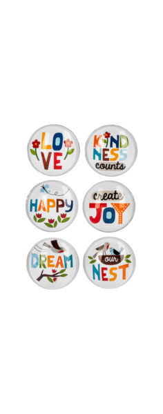 Bird with Inspirational Text Glass Magnet Set of 6 Magnets